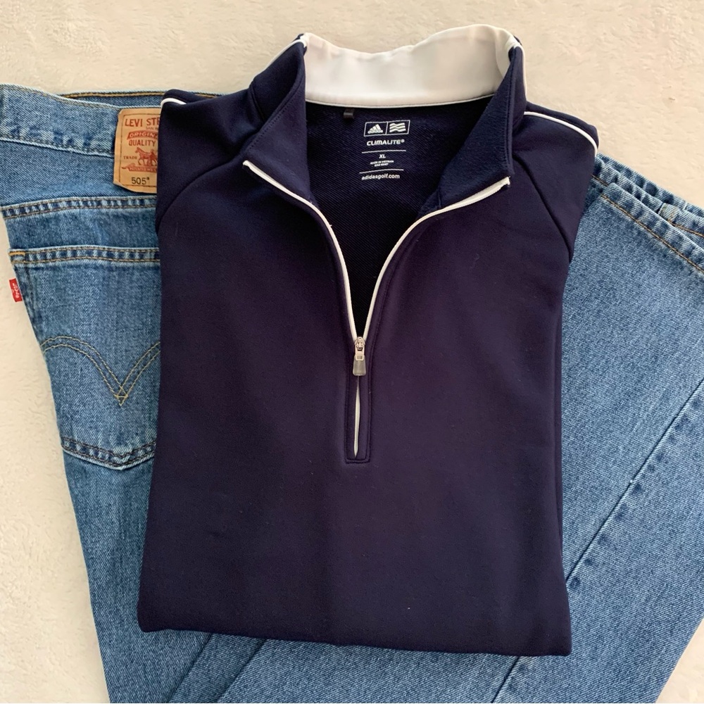 Adidas Climalite long sleeve navy blue 1/4 zip men's light weight pullover. XL. - Picture 4 of 4